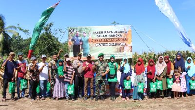 Dukung Program Ketahanan Pangan di Lampung Selatan, Kodim 0421 Menggelar Panen Raya Jagung