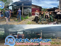 TNI-Polri Bantu Padamkan Api Rumah Warga Terbakar Di Simeulue