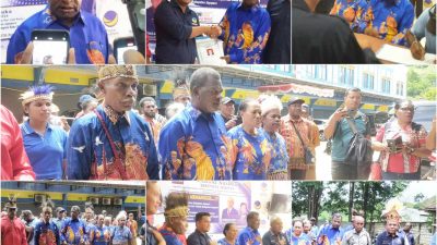 Puluhan Masyarakat Adat Mengantar Kandidat Bacabup Jayapura JJO ke Parpol Nasdem