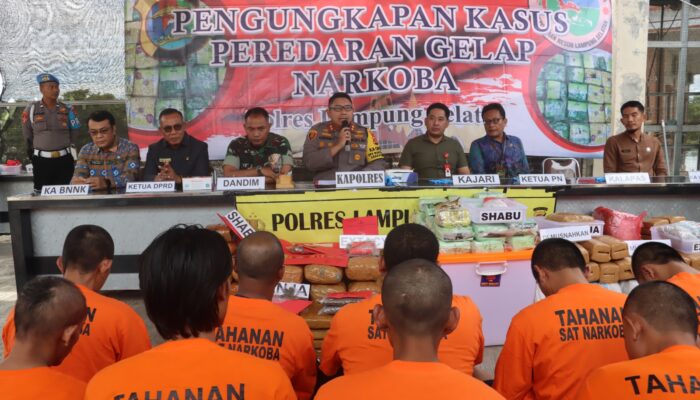 Polres Lampung Selatan Berhasil Ungkap Rp 2,9 Miliar dan musnahkan 39,225 Miliar Narkotika